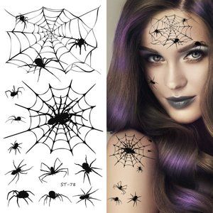 Supperb® Temporary Tattoos - Spider Webs Halloween Face Tattoos